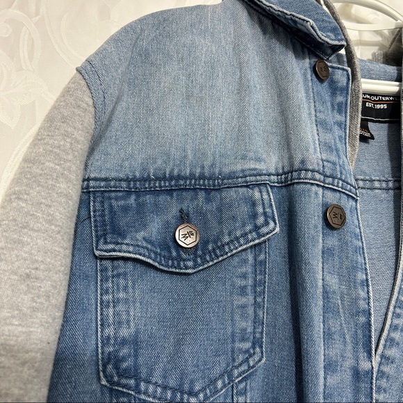 West Forty Nine Denim Grey Fleece Contrast Jacket - Picture 11 of 11